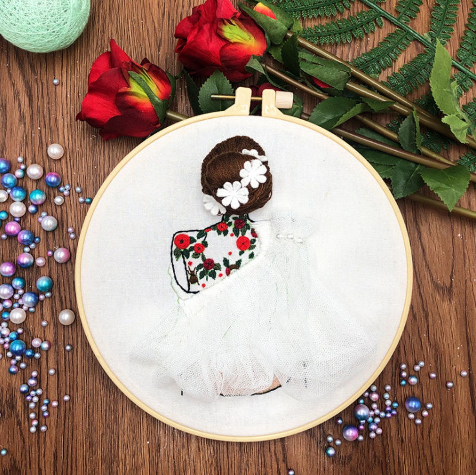 Diy Embroidery Hoop Wall Art Kit|diy Craft Kit|young Girl Embroidery ...