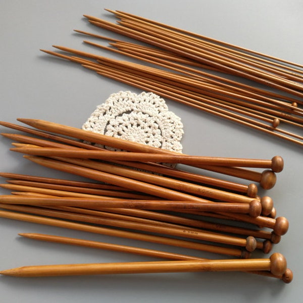 1 set (18 pairs) 250MM Length Bamboo Knitting Needles,DIY Weaving Tools, Handwork Gift,Quality Bamboo Knitting Needles Sizes 3 - 10mm 25cm