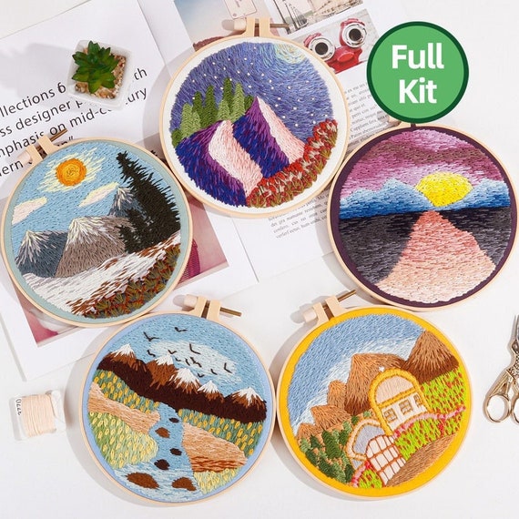 風景シリーズ 初心者から中級者向け刺繍キット | パターン付きモダン