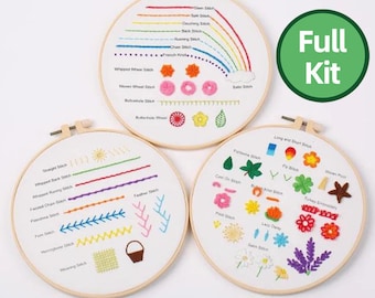 KTHOFCY Embroidery Starter Kit for Beginners, 3 Sets Cross Stitch Kits for  Adults, Include Embroidery Clothes with Cute Floral Animals Patterns 3
