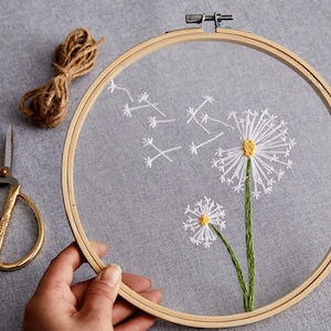 Plants transparent embroidery kit for beginner,Flower diy Kit,beginner Hand Embroidery Full Kit ,Diy start up embroidery set English Guide image 3