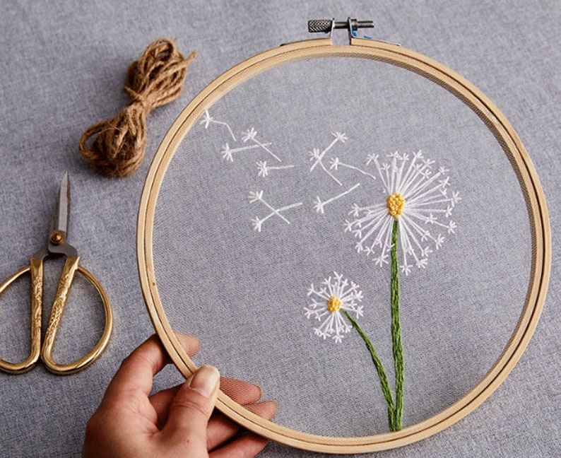 Plants transparent embroidery kit for beginner,Flower diy Kit,beginner Hand Embroidery Full Kit ,Diy start up embroidery set English Guide image 3