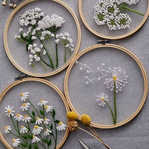 Plants transparent embroidery kit for beginner,Flower diy Kit,beginner Hand Embroidery Full Kit ,Diy start up embroidery set English Guide image 8