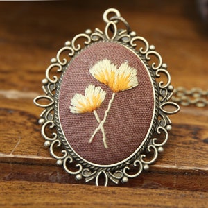 Beginner Embroidery Kit Embroidered necklace|Embroidered jewelry|Embroidered pendant| Jewelry Making Supplies|embroidered chain