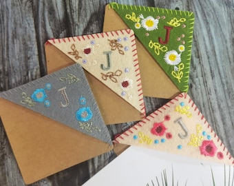 Personalized Hand Embroidered Corner Bookmark- 26 Letters and 4 Seasons- Book Corner Decoration- Felt Triangle Page Stitched Corner Bookmark
