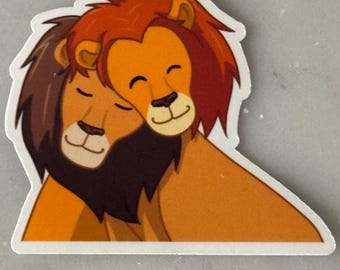 Pegatinas de leones abrazándose