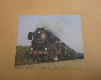 Glasses cleaning cloth with steam locomotive BR52