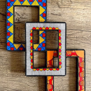 Hand Painted Wooden Frame | Madhubani Art | Acrylic Painting | Indian Art | Home Decor | Wall Decor | Acrylic Painted Wooden Frames