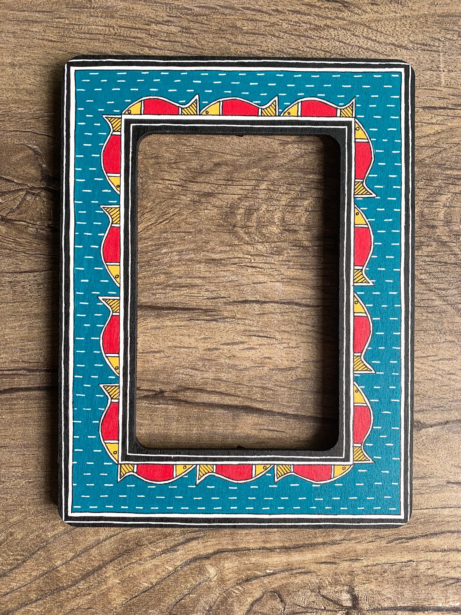 Hand Painted Wooden Frame Madhubani Art Acrylic Painting Etsy