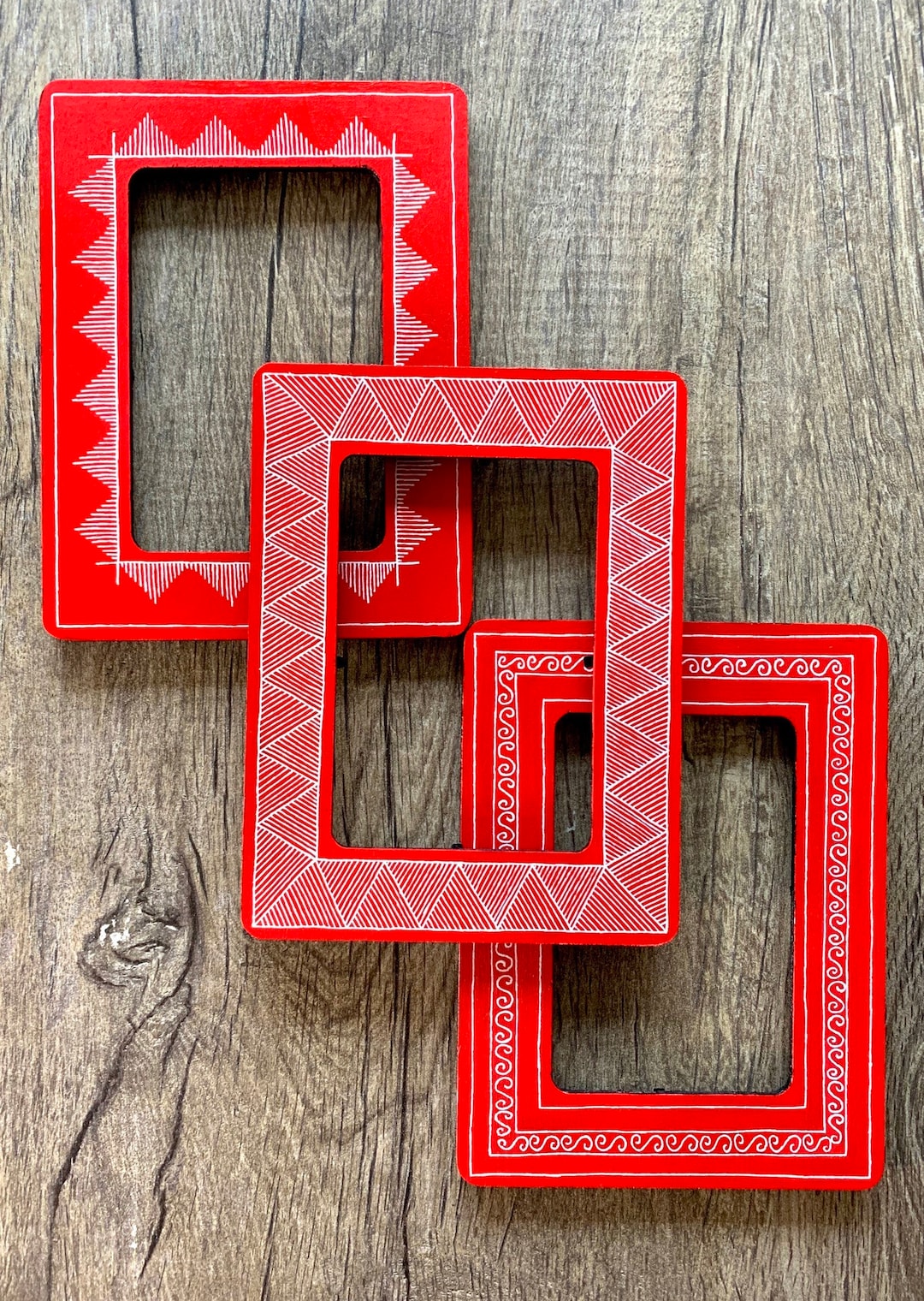 Hand Painted Wooden Frame Aipan Art Acrylic Painting Indian Art Home