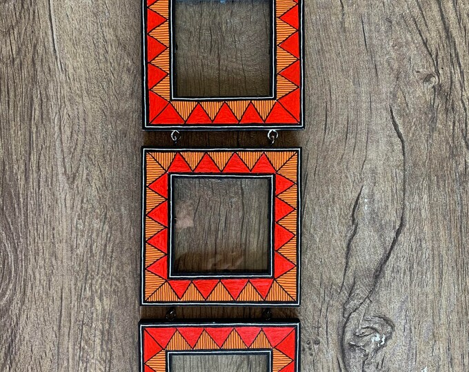 Hand Painted Wooden Frame Three Openings Indian Art Home Etsy