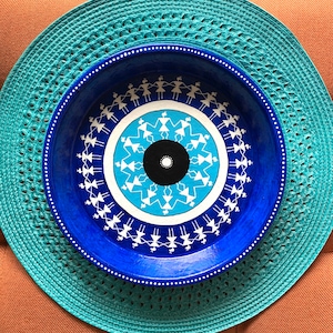 Hand painted Terracotta Saucer | Terracotta decor | Acrylic painting | Warli Art | Evil eye Warli | Painted Saucer | Terracotta plate