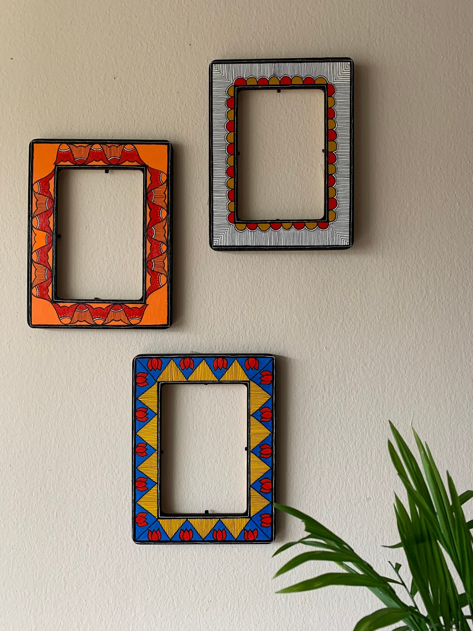 Hand Painted Wooden Frame Madhubani Art Acrylic Painting Etsy