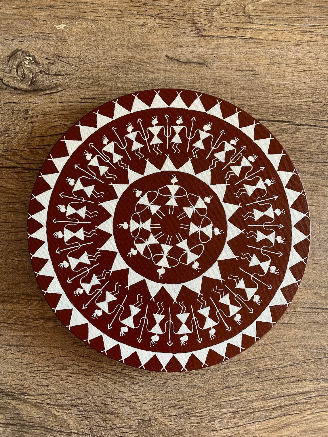 Warli Art on Round Canvas Warli Painting Tribal Art Indian Art Wall