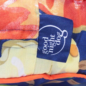 Grand Floral Round Dog Bed Navy Blue/Orange Tropical Floral Print Dog Bed in 3 Sizes, Dog Bed Fabric Covers, Pet Furniture