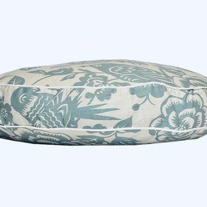 Birds Eye View Blue Round Dog Bed,  Ivory, Bird and Floral Pattern Dog Bed in 3 Sizes, Dog Bed Fabric Covers, Pet Furniture