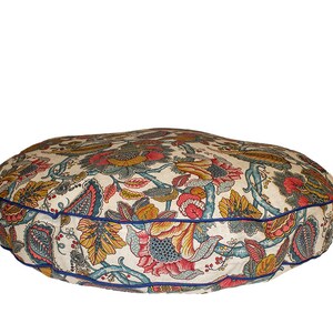 Glasglow Autumn Round Dog Bed, Red Blue Gold Jacobean Floral Pattern Dog Bed in 3 Sizes, Dog Bed Fabric Covers, Pet Furniture image 2