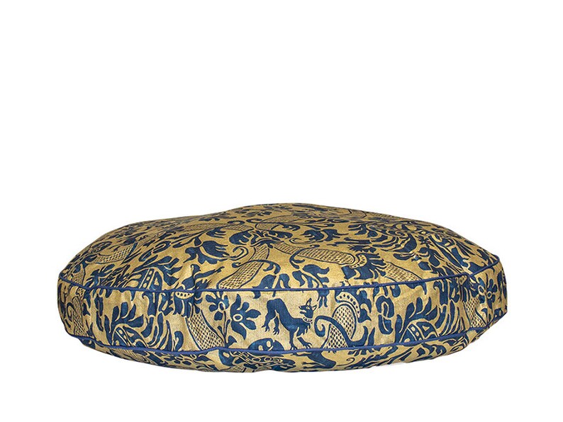 Perughina Round Dog Bed Blue/gold Damask Dog Bed in 3 Sizes Etsy