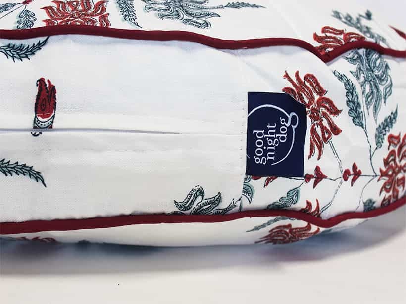 Simone Burgundy Round Dog Bed, Blue, Red Floral Pattern Bed in 3 Sizes, Fabric Covers, Pet Furniture