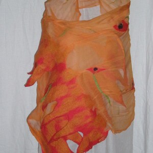 wunderschönes zartes Tuch mit Mohn orange-rot Bild 2