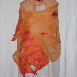 wunderschönes zartes Tuch mit Mohn orange-rot Bild 1