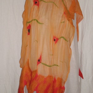 wunderschönes zartes Tuch mit Mohn orange-rot Bild 3