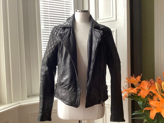 AllSaints Black Leather Biker Jacket