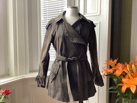 AllSaints Waxed Checked Trenchcoat
