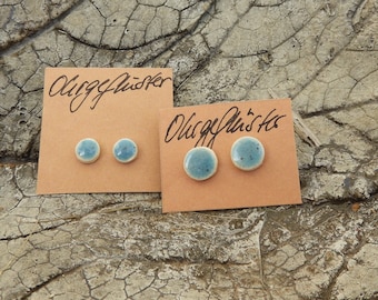 Keramik Ohrstecker Larimar und Blaueffekt