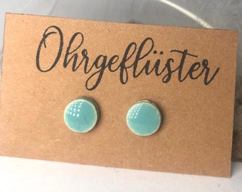 Ceramic ear studs shell turquoise