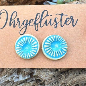 Ohrstecker Keramik verscheidene hellblauen Muster Pusteblume Mandala Blüten