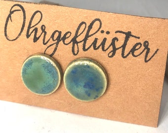 Ceramic stud earrings peacock feather