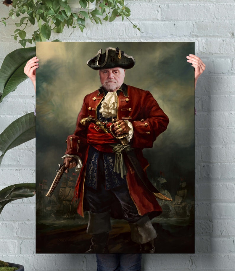 Custom Pirate Portrait from photo,family drawing portrait,Renaissance Portrait,fathers day gift from son M178 