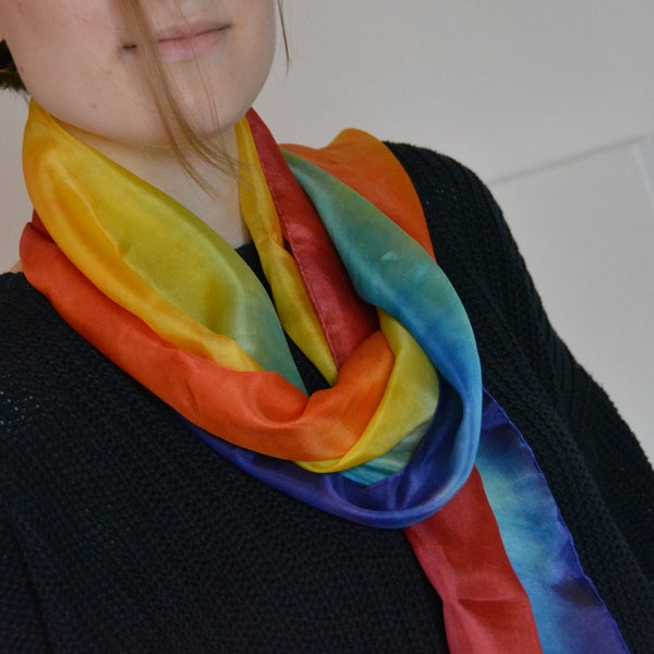 Rainbow silk scarf