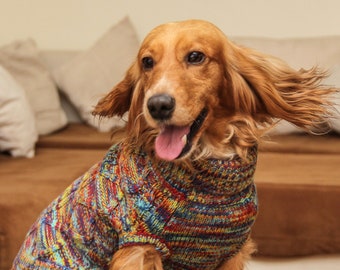 Dog Jumper, 100% Mongolian Wool, Everest Jumper (Cable-Knit Pattern), Handmade, Dog Sweater, No Acrylic, Eco-Friendly, Breathable Fabric