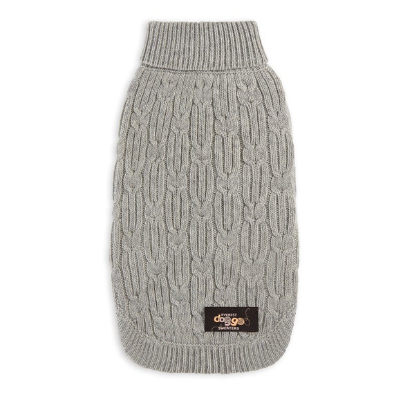 Handmade Grey 100% Cashmere Dog Jumper: Cable Knit Sweater, Breathable Fabric, No Nasties