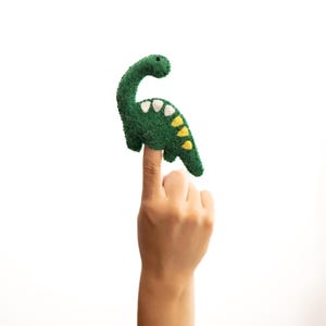Felted Brontosaurus Finger Puppet: Handmade New Zealand Wool Dinosaur