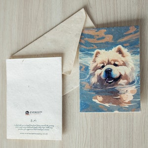 Chow-chow-wenskaart A6-formaat, gedrukt op handgemaakt Nepalees lokta-papier, duurzaam papier, handgemaakt, wordt geleverd met een handgemaakte envelop