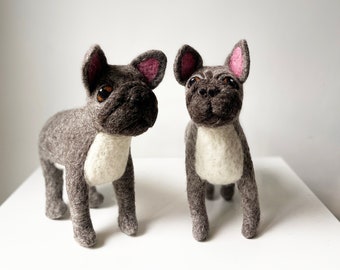 Filcowany Frenchie, ręcznie robiony filcowany Doggo, 100% wełna nowozelandzka, przyjazny dla środowiska, filcowanie igłowe, wspieranie himalajskich rzemieślników