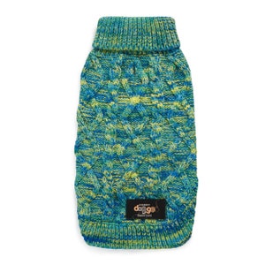 Handmade Cable-Knit Dog Sweater: 100% Mongolian Wool, Green Hue