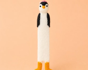 Felted Penguin Bookmark: Handmade Wool Reader Gift (16cm)