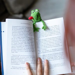 Felted Frog Bookmark, Handmade, 16cm, perfect gift for readers, bookmark for kids and adults, needle felted - 100% Wool, All natural dyes