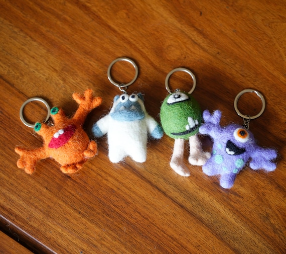 Needle Felted Yeti, Crab, Monster Keychain: 100% Wool Abominable