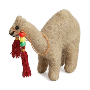 Felted Camel Figurine: Handmade New Zealand Wool Desk Toy