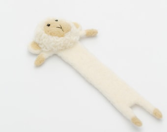 Felted Wool Sheep Bookmark: Handmade Reader Gift