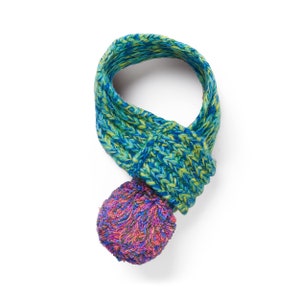 Handmade Knit Dog Scarf: Mongolian Wool with Pom Pom