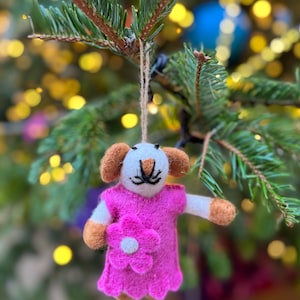 Needle Felted Mouse Ornament: Handmade Wool Christmas Tree Decoration