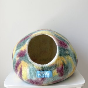 Yellow Green Mix Felt Cat Cave, Everest Pet Cave, Handmade, 100% New