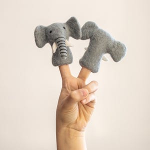 Felted Elephant Finger Puppet: Handmade New Zealand Wool