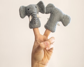 Felted Finger Puppet Elephant, 100% New Zealand Wool, Needle felted, Storytelling for kids, Needle Felted, Handmade